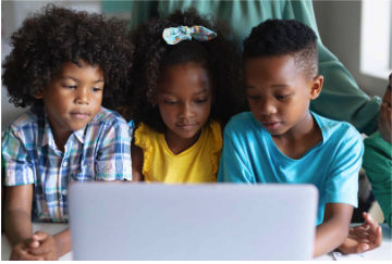 Children using a computer laptop